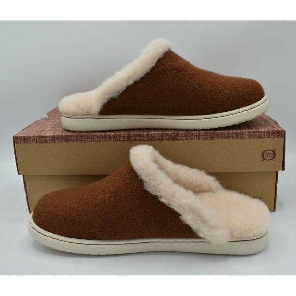 Born Womens Size 10 Zoe Brown Wool Slip On Slippers Shoes - Picture 4 of 12